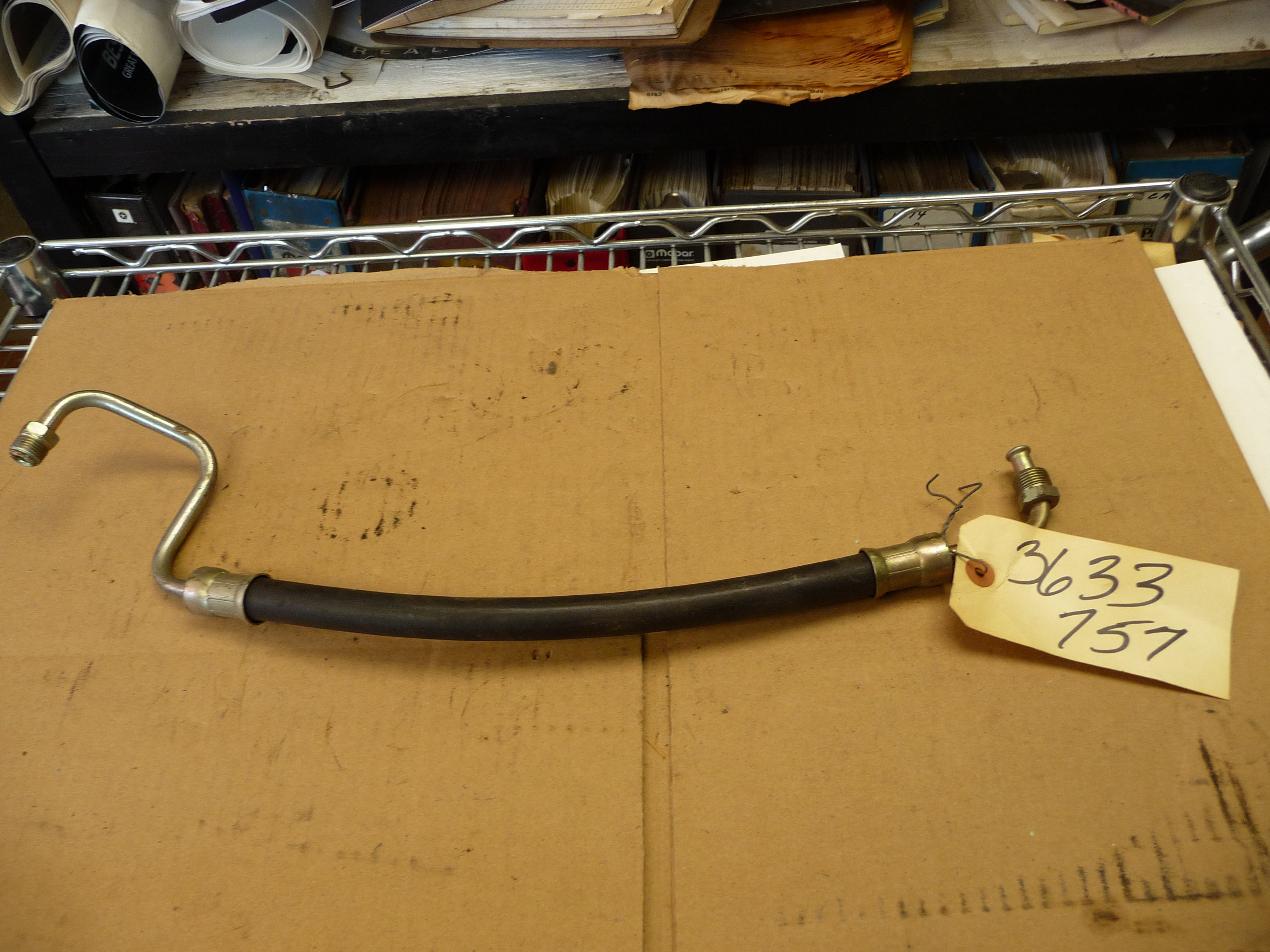 Power steering hose, hose and tube-pressure, pump to steering gear, with 318 eng., RD 200, 1974-1977