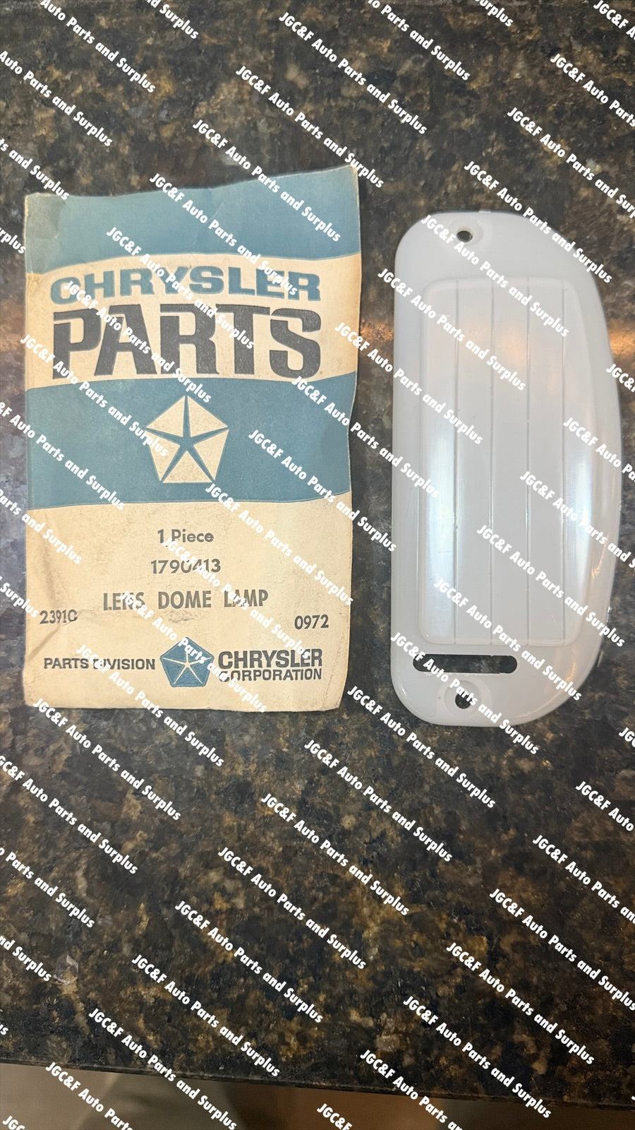 1790413-NOS dome light lens with slot for switch. Fits 57-71 conventional cab Dodge Trucks
