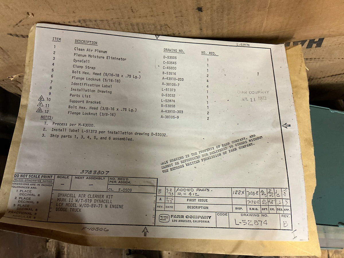 NOS air cleaner for Dodge LCF Trucks FARR DYNACELL detroit diesel 8V-71