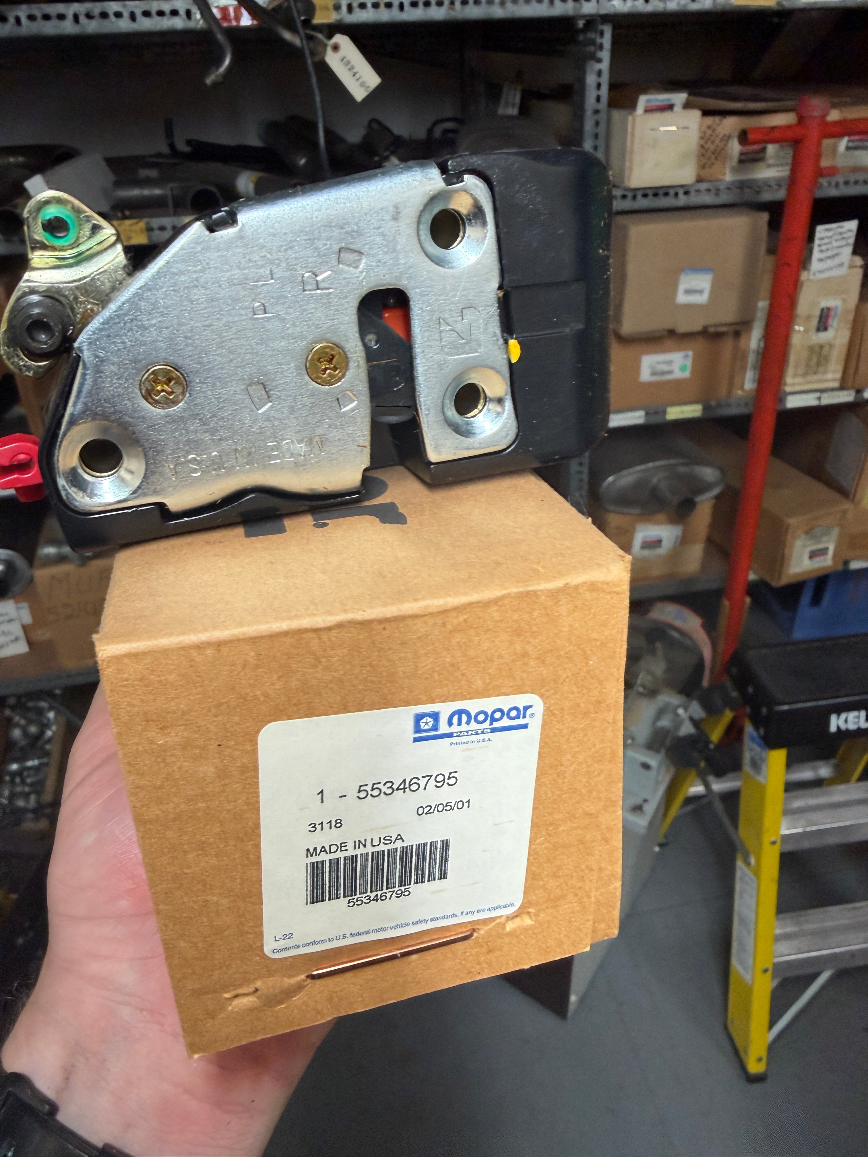 55346795- NOS Electric door latch, Driver side, 94-02 Ram Van+Wagon OEM MoPar