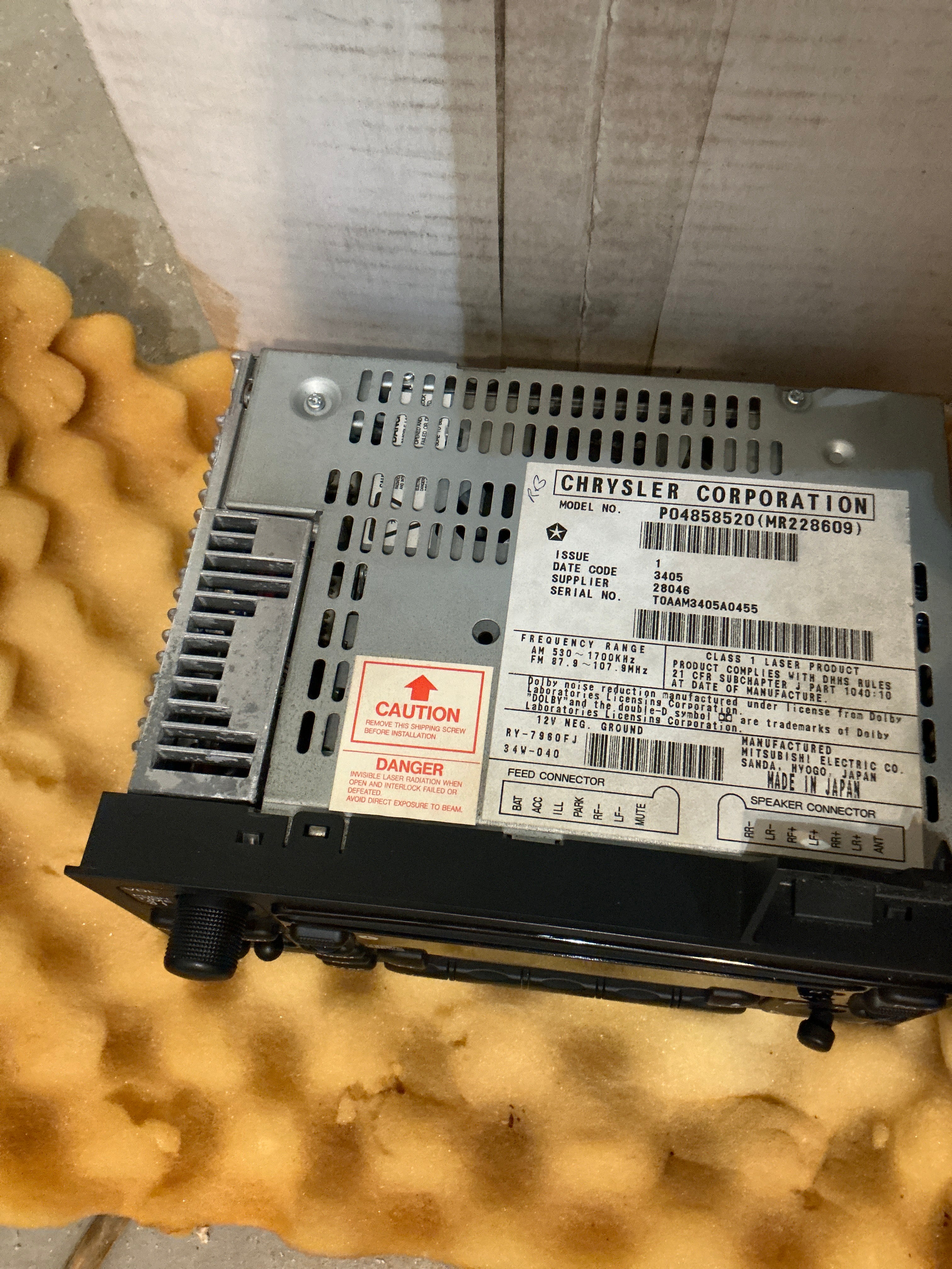 4704382 & 4704383 NOS Radio/ Cassette/ CD player 97-02 Dodge Ram Truck, Jeep, Dakota, Durango, Van