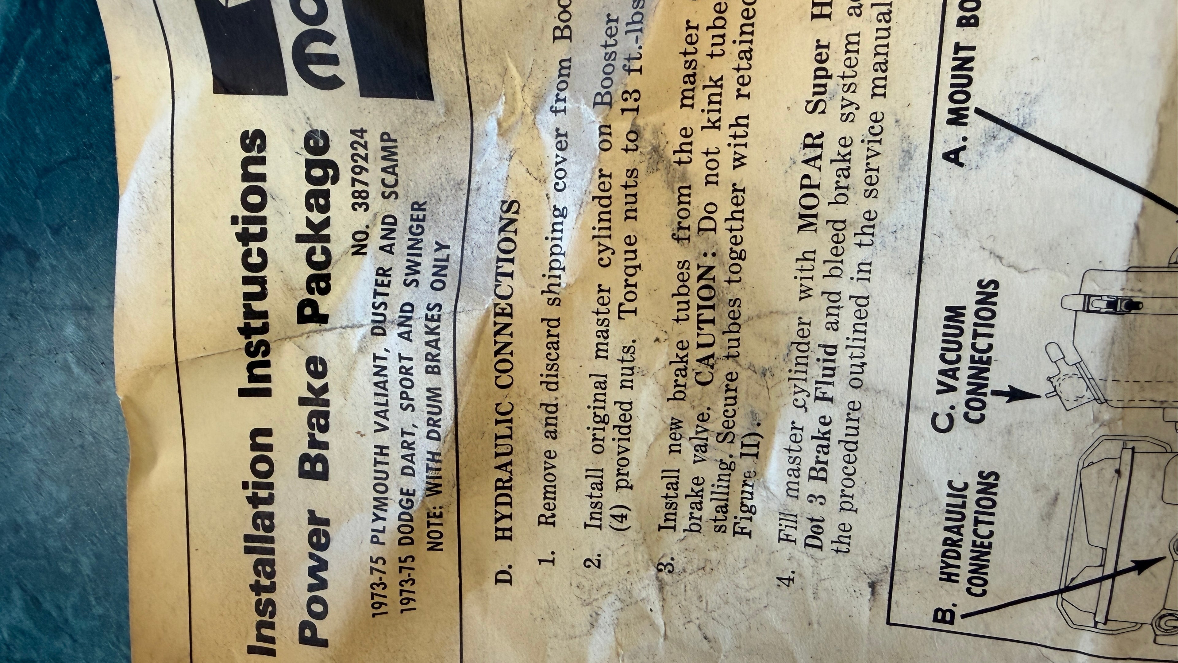 NOS 3879224, 73-75 Dart, Duster, Valiant, Scamp power brake booster ( Midland Ross)