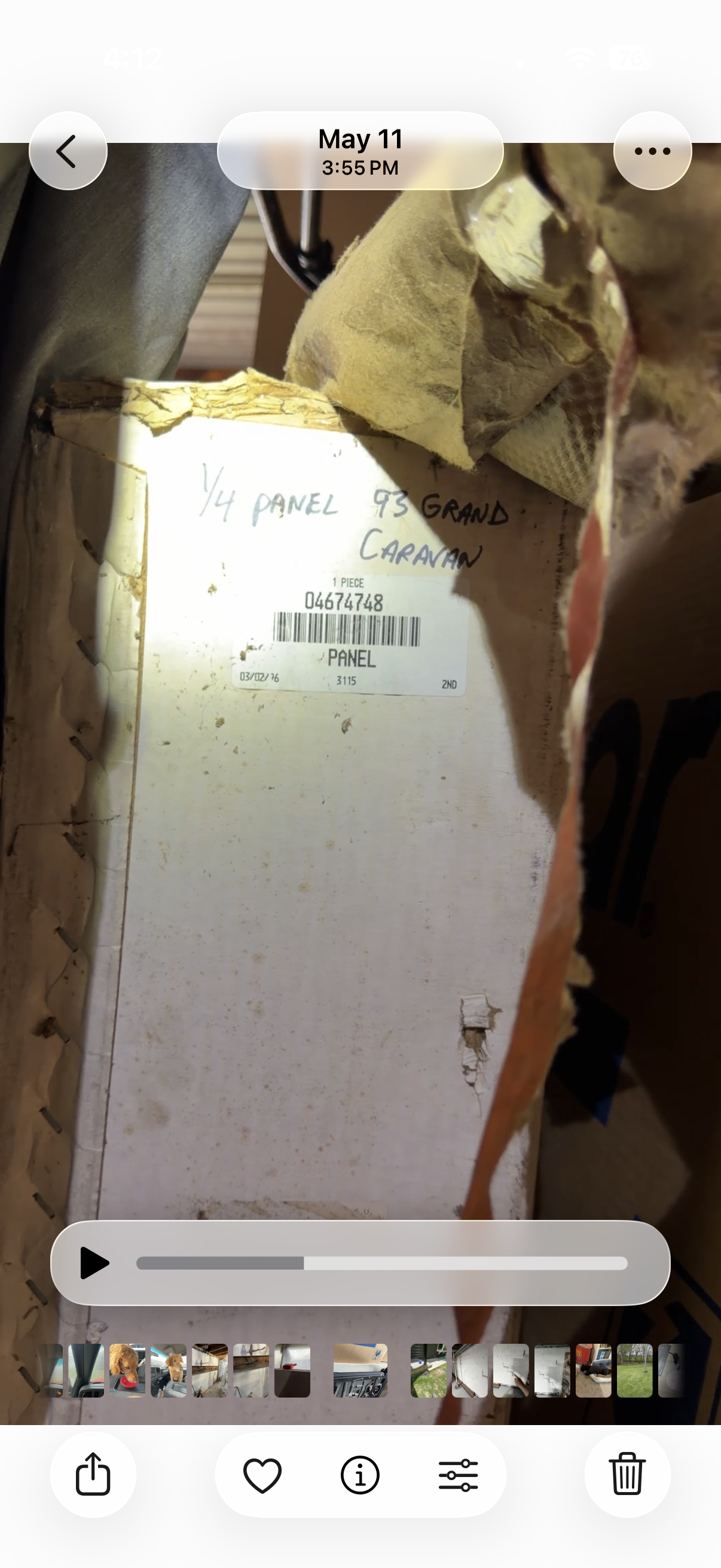 4674748- NOS 1993 Dodge Caravan R. QTR Panel in primer . OEM Mopar