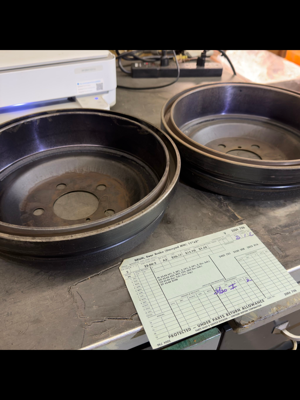 3004746 NOS SET of REAR 11"x2" BRAKE DRUMS. 1960's DT & PASSENGER CAR