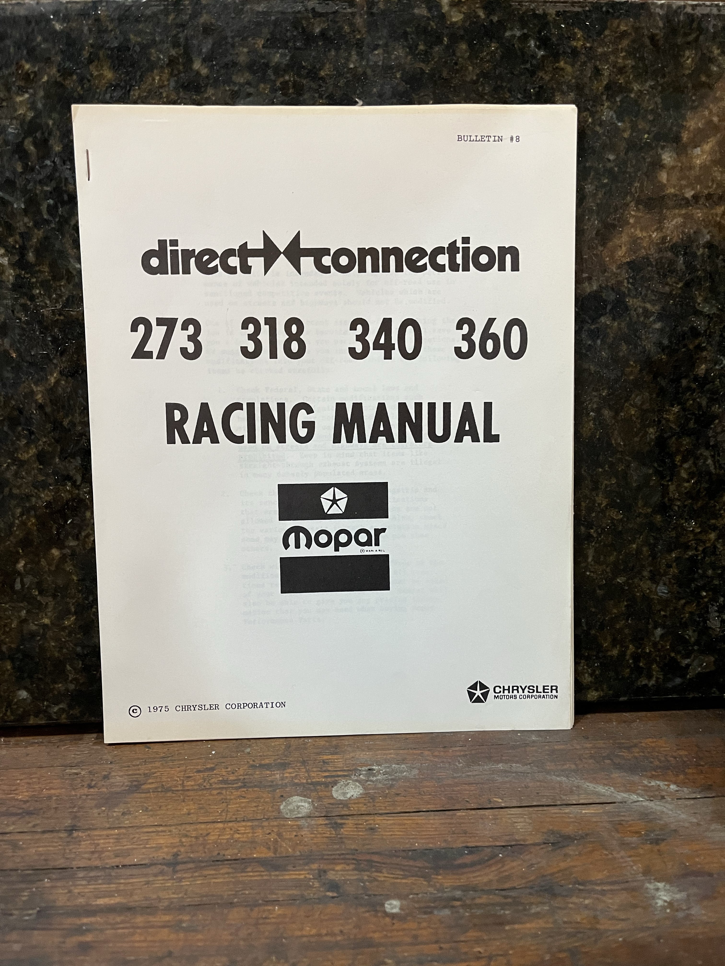 Direct Connection 273, 318, 340, 360, Racing Manual