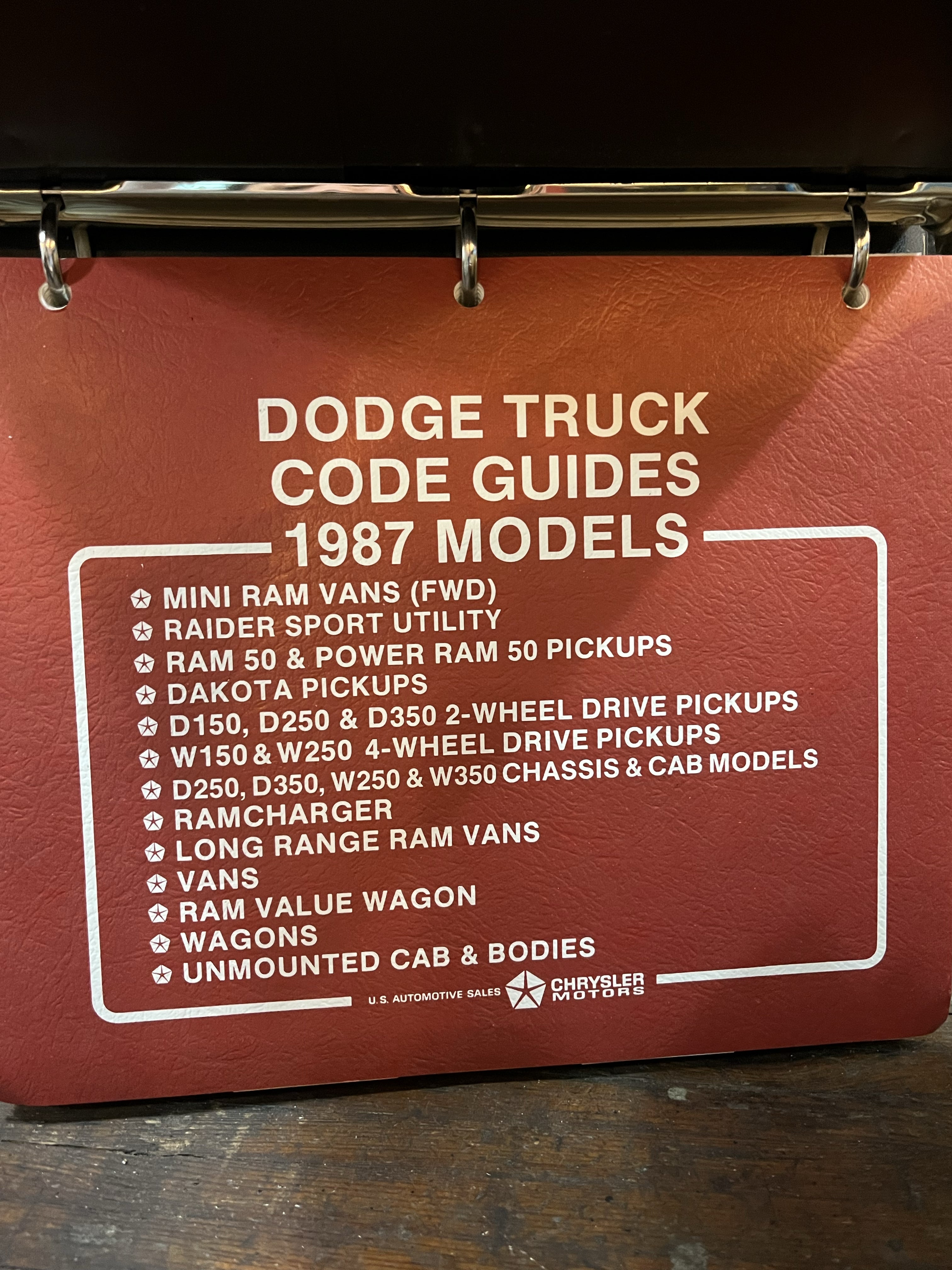 1987 Dodge Truck Code Guides (black binder)