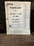 Mopar Parts List for Dodge Truck M-Series