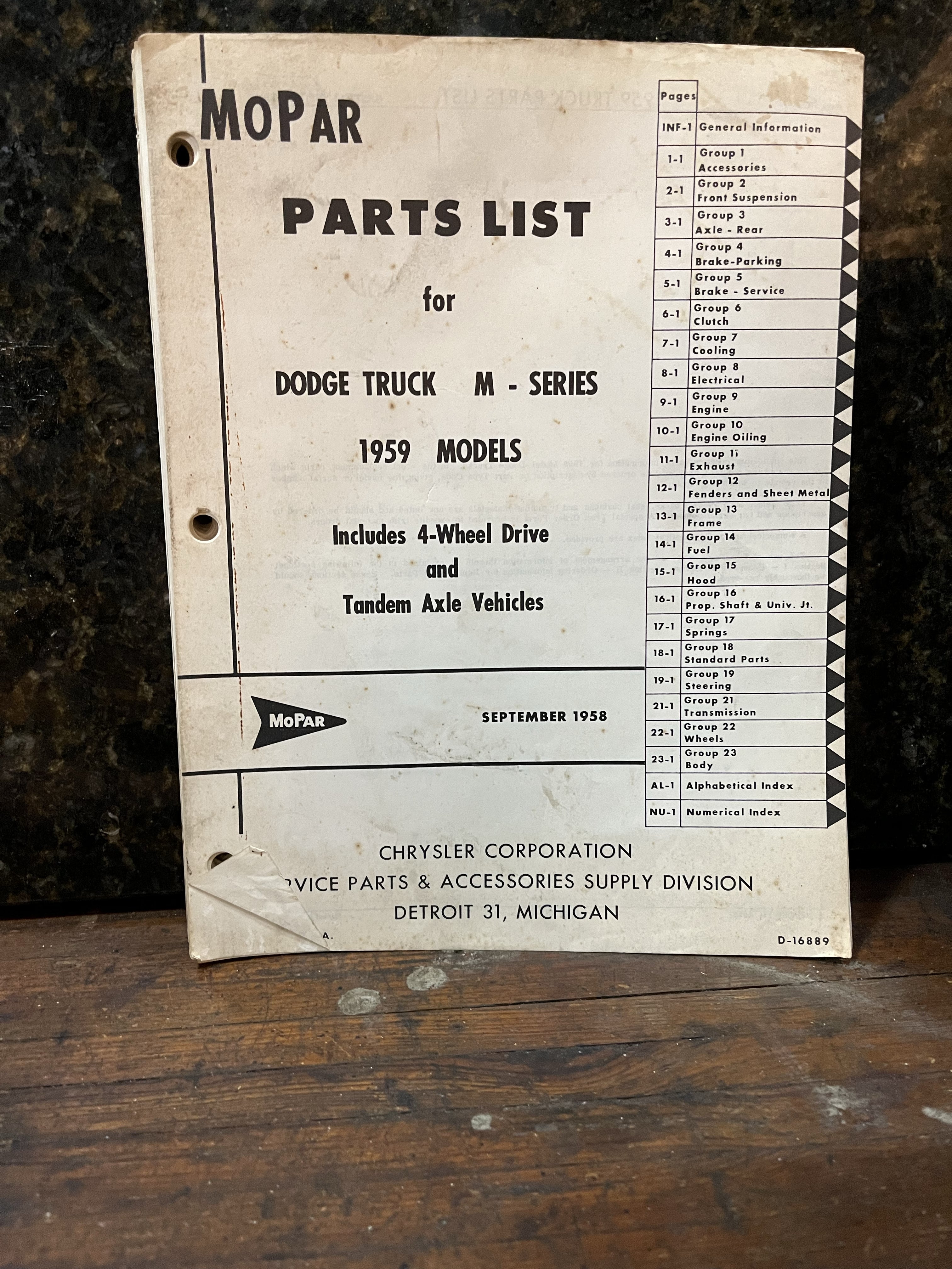 Mopar Parts List for Dodge Truck M-Series